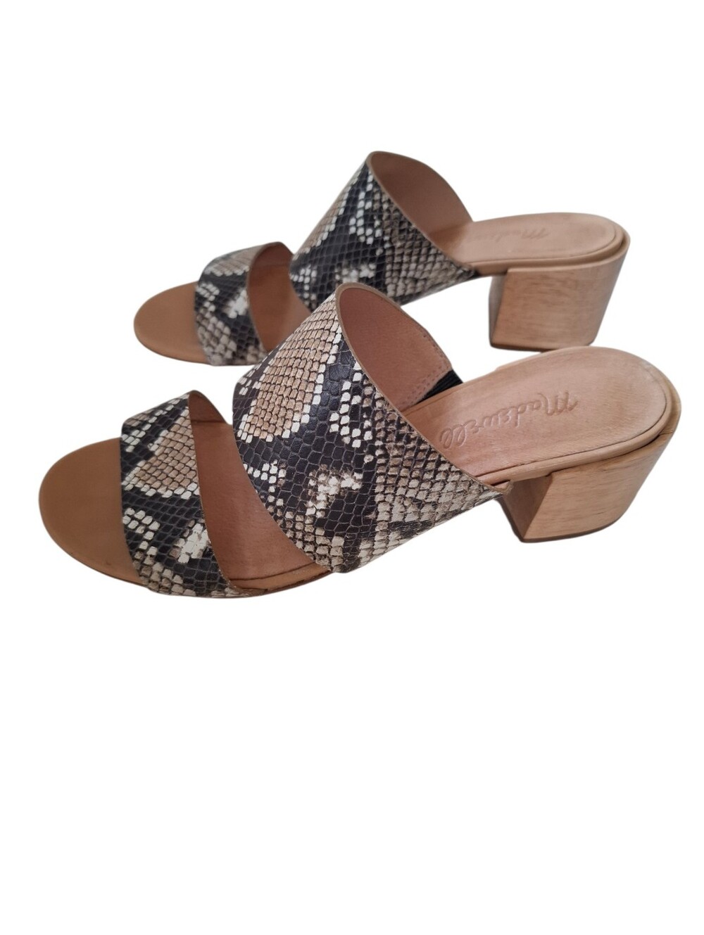 Madewell Kiera Leather Mule Snakeskin Sandals Size 7.5